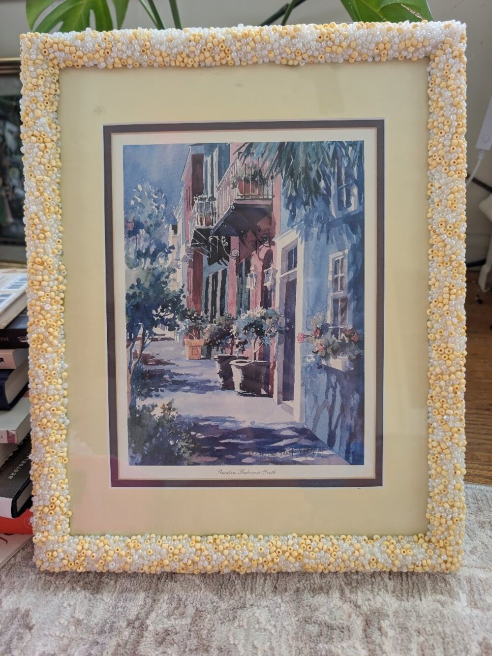 Rainbow Row Print in hand-beaded frame